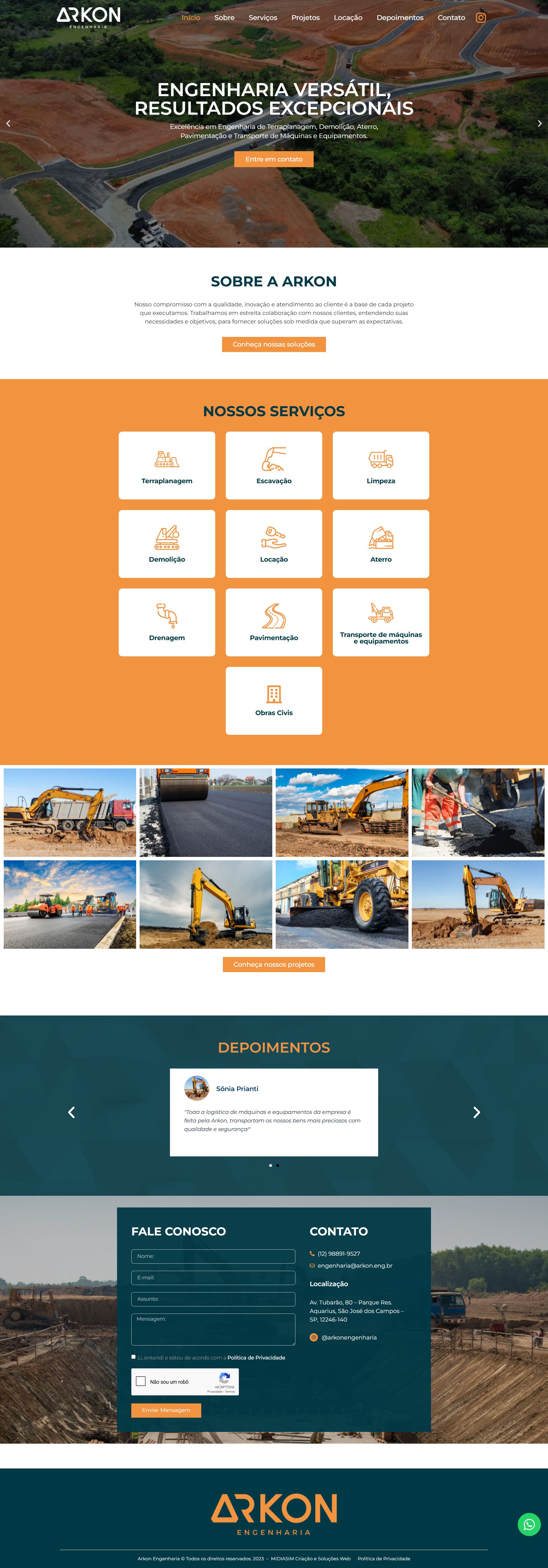 criacao site arkon engenharia
