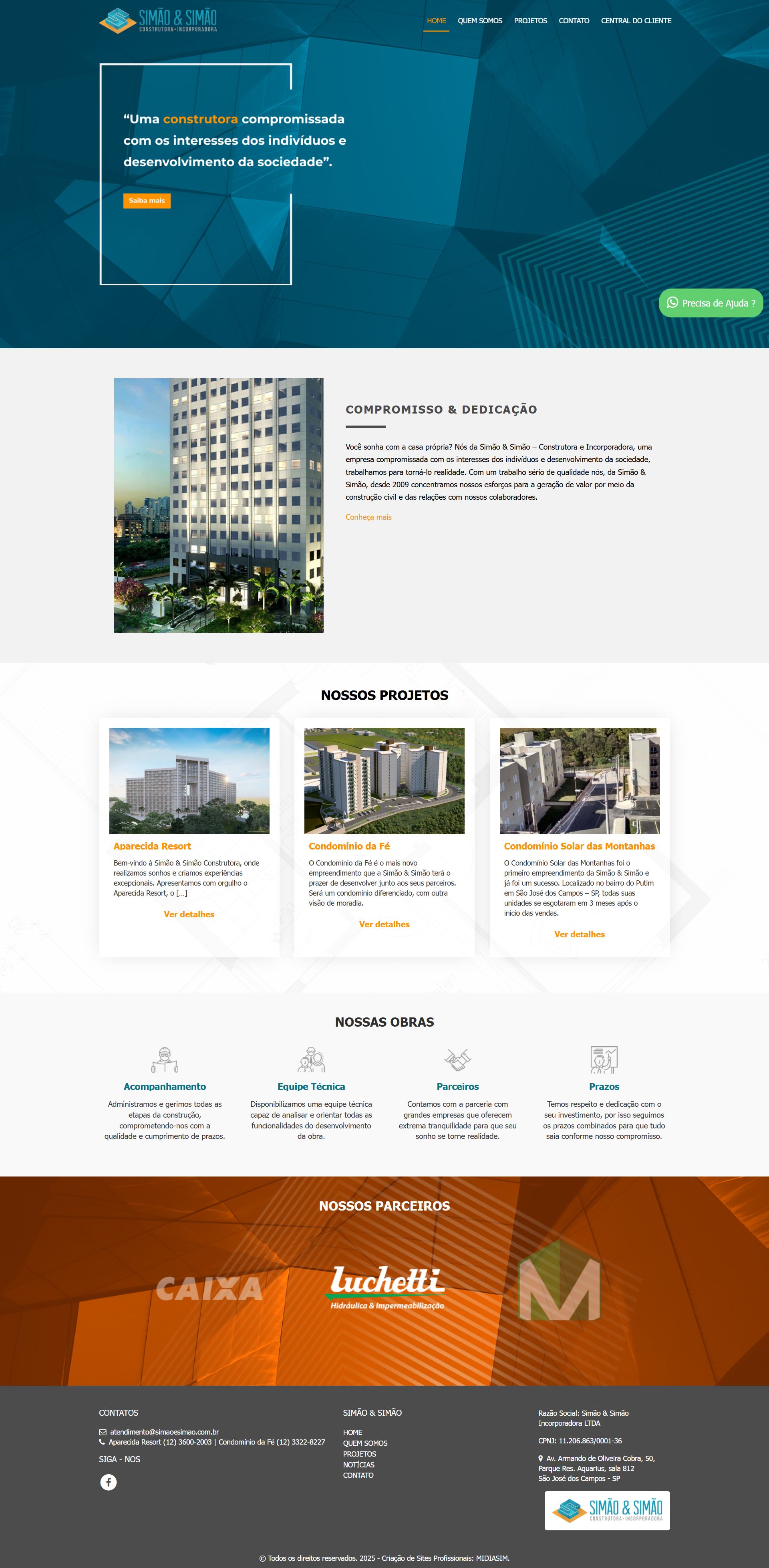 criacao site simao e simao construtora e incorporadora