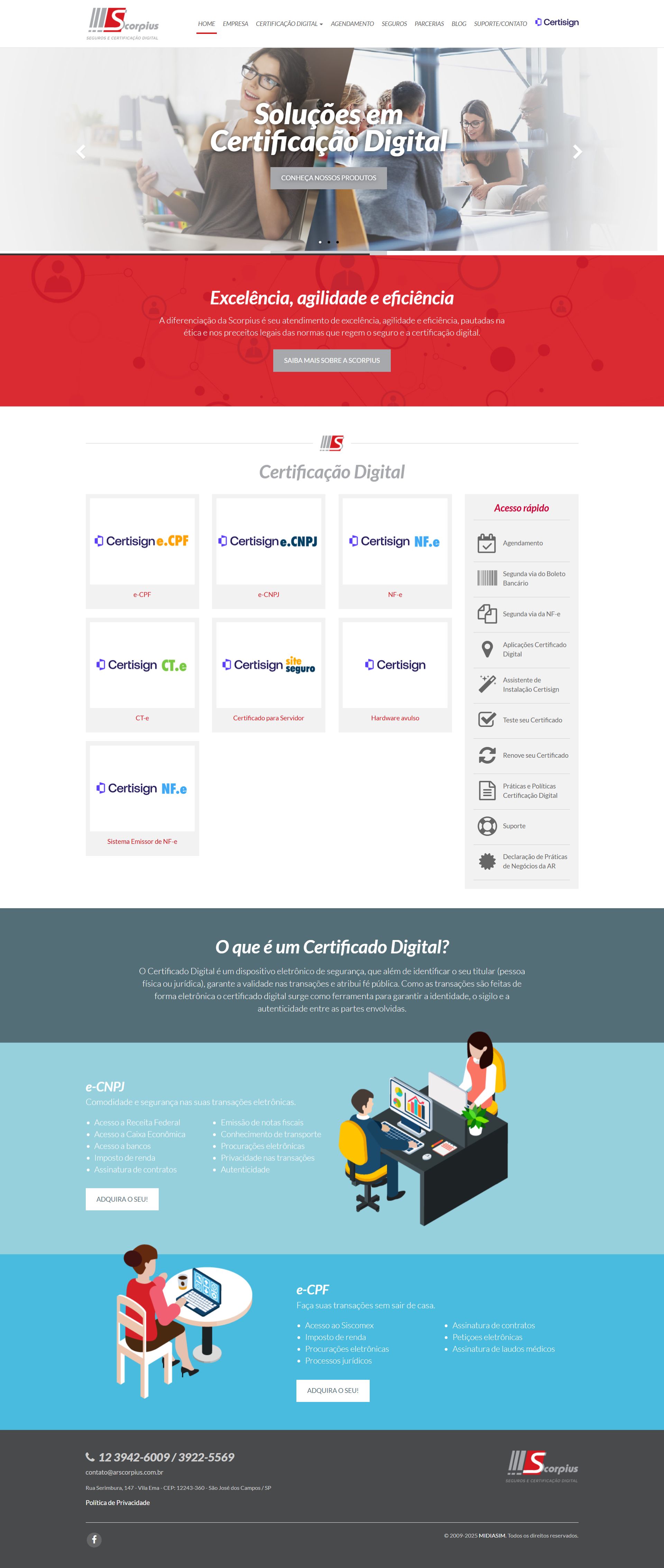 Criação Site Scorpius Seguros e Certificação Digital